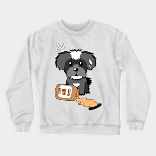 Cute Schnauzer spilled a jar of peanut butter Crewneck Sweatshirt